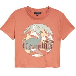 La La Land Crop Dino t-shirt rust orange